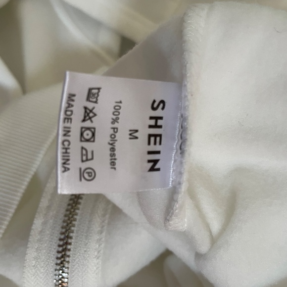 SHEIN Cropped Sweatshirt Jacket Hoodie White Women’s - Picture 3 of 3